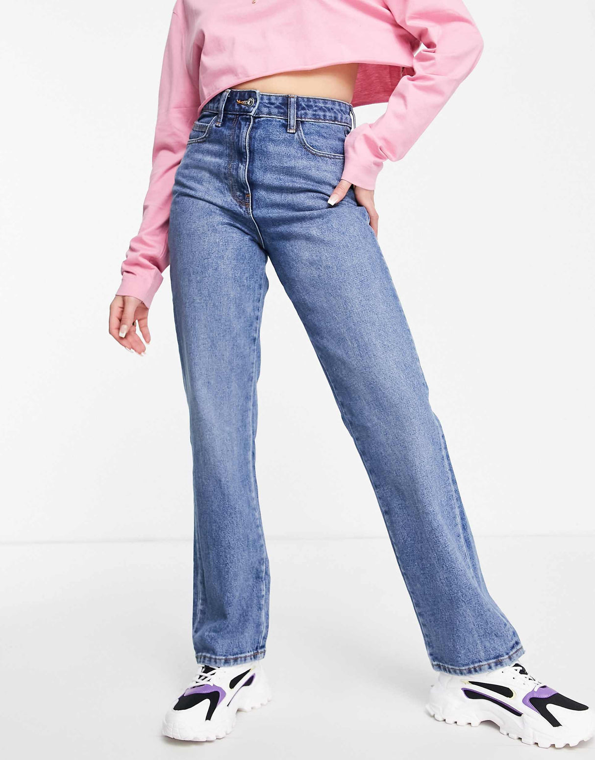 Collusion X005 90S Straight Leg Jean In Mid Wash Blue