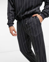 Asos Design Co-Ord Smart Tapered Joggers In Stripe