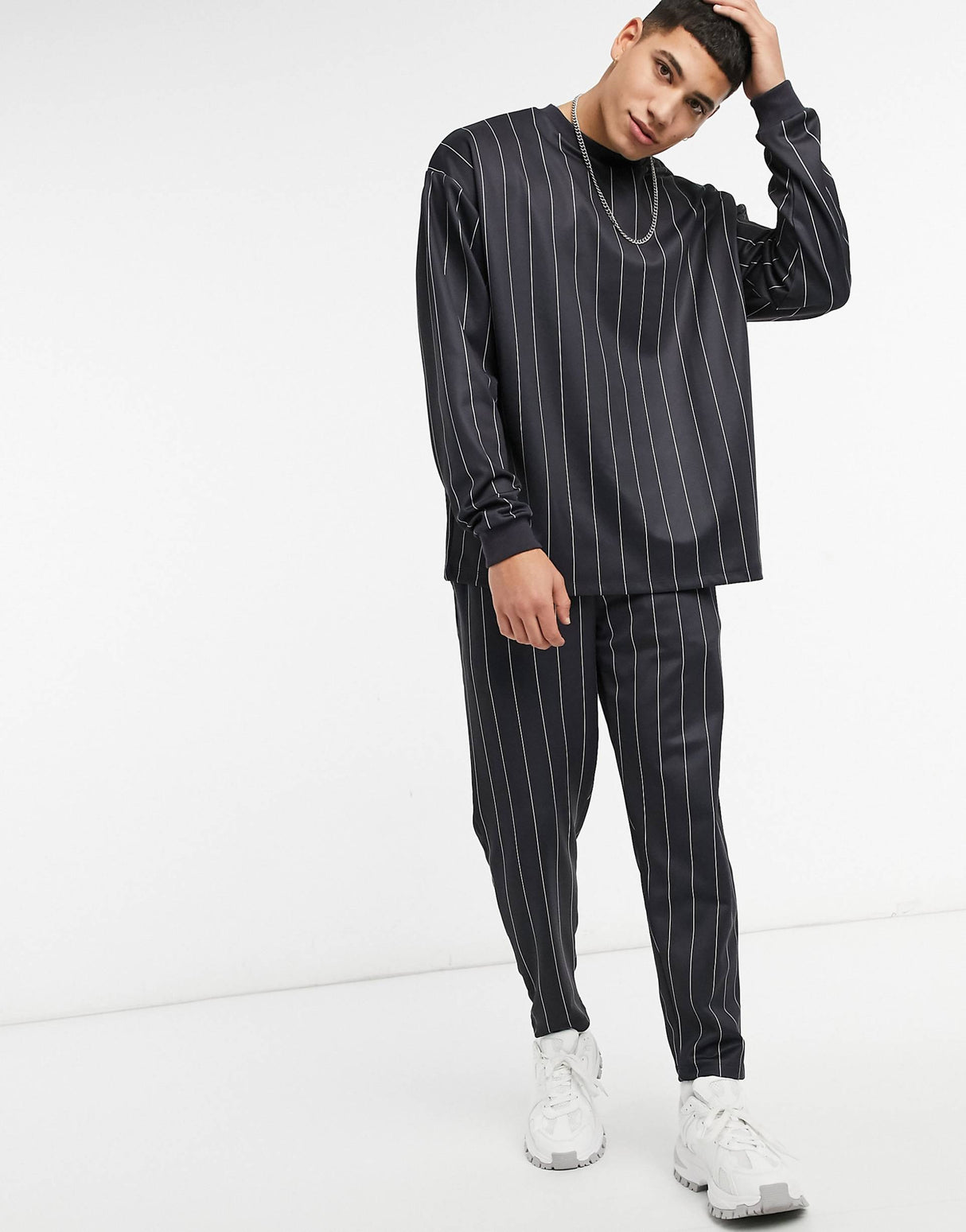 Asos Design Co-Ord Smart Tapered Joggers In Stripe