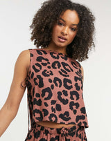 Asos Design Mix & Match Modal Animal Pyjama Cami In Brown