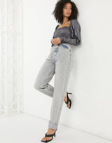 Asos Design Tall Metallic Square Neck Puff Sleeve In Midnight Blue
