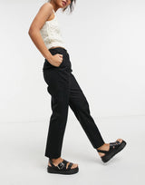 Asos Design Petite Linen Cigarette Trouser In Black