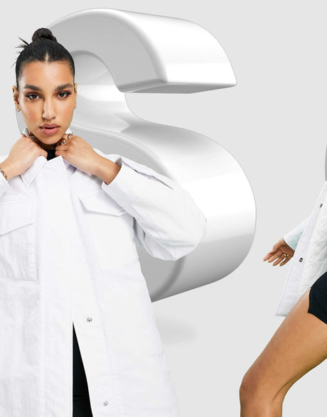 Asos Design Nylon Tech Shacket With Quilted Lining In White