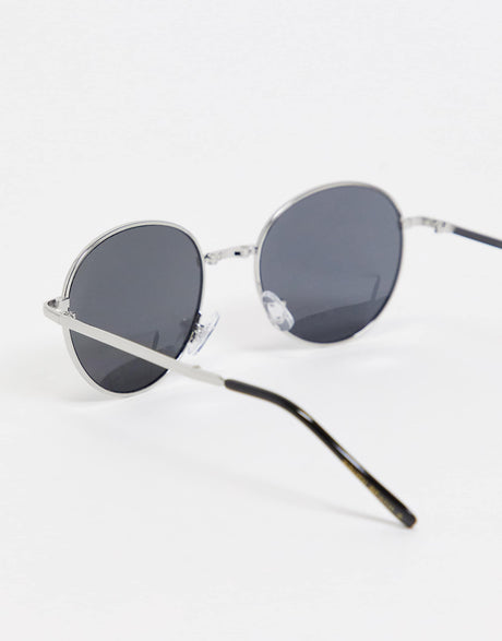 South Beach Minimal Aviator Foldable Sunglasses In Silver With Black Smoke Lens