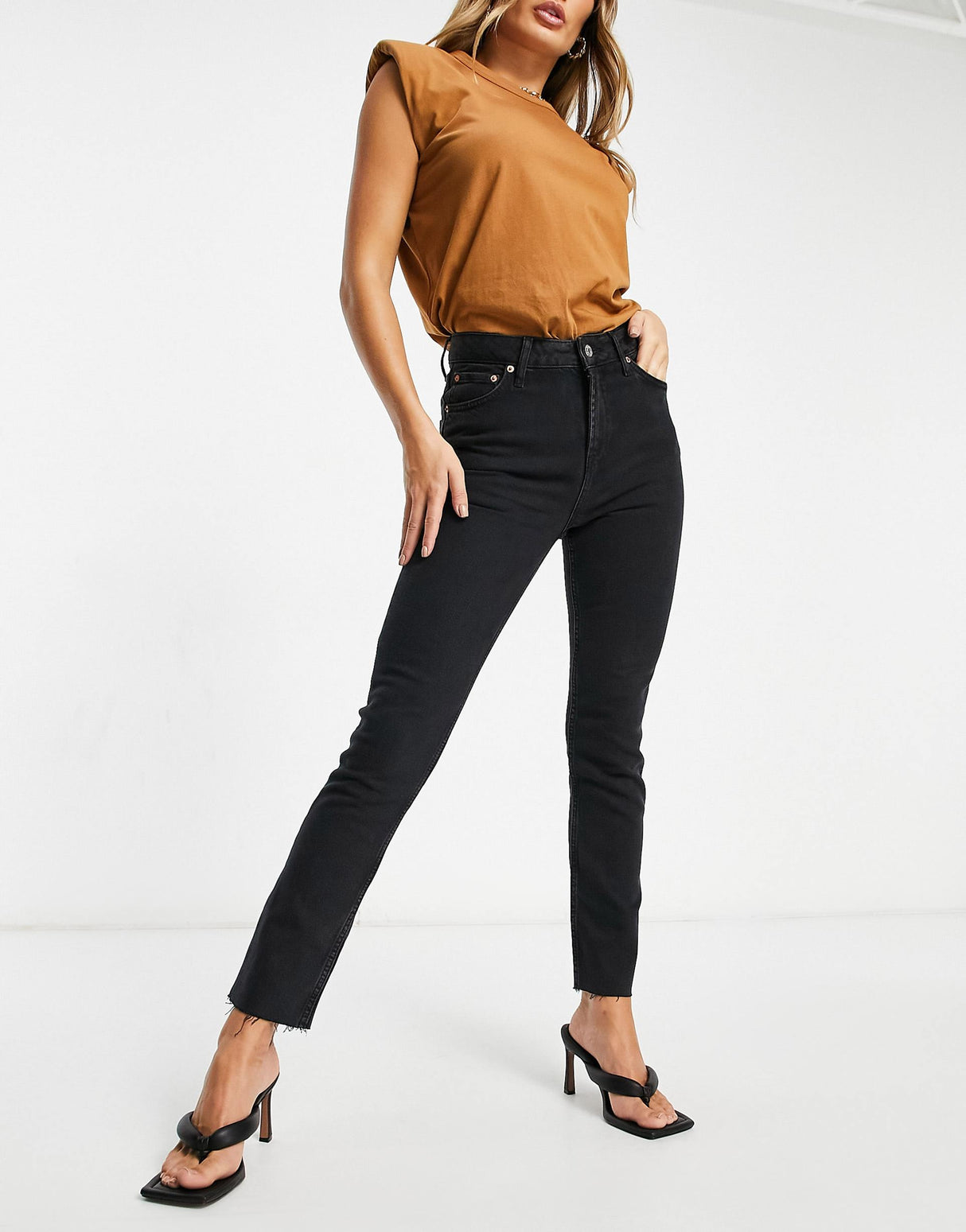 Asos Design Mid Rise Vintage 'Skinny' Jeans In Washed Black