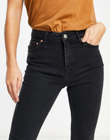 Asos Design Mid Rise Vintage 'Skinny' Jeans In Washed Black