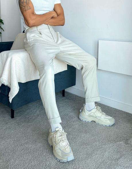 Asos Design Tapered Smart Trousers In White