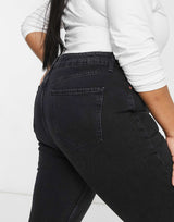 Asos Design Curve Mid Rise Vintage 'Skinny' Jeans In Washed Black