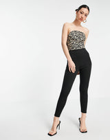 Asos Design Animal Bandeau Scuba Jumpsuit