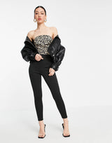 Asos Design Animal Bandeau Scuba Jumpsuit