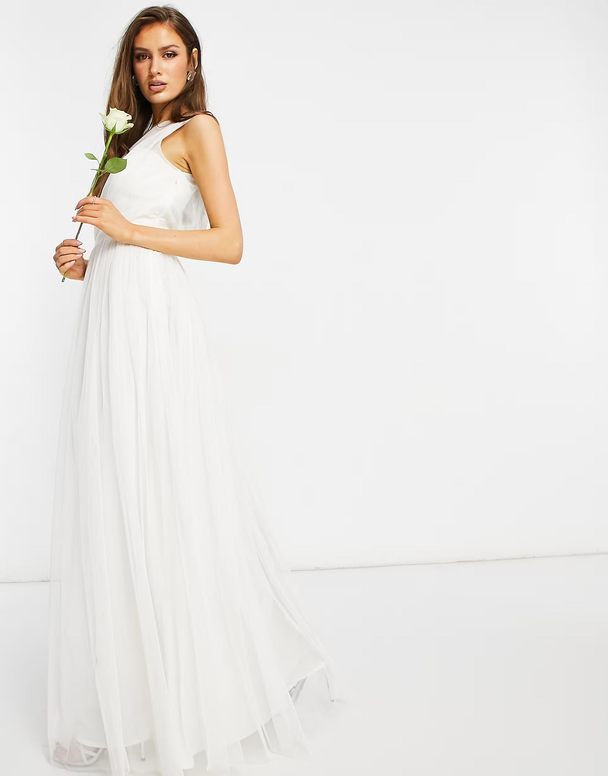 Anaya With Love Tulle One Shoulder Maxi Dress In White