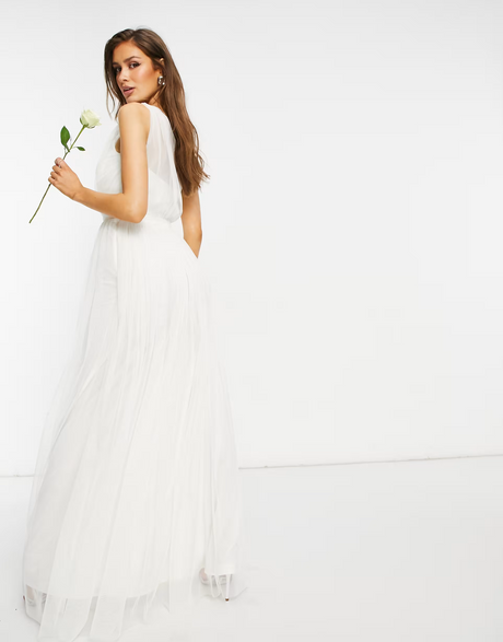 Anaya With Love Tulle One Shoulder Maxi Dress In White