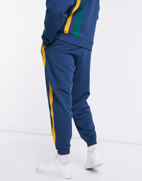Asos Actual Co-Ord Oversized Joggers With Cut And Sew Stripes In Navy