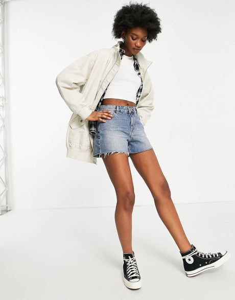 Asos Design Washed Canvas Longline Jacket In Stone