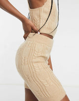 Asos Design Mix & Match Lounge Knitted Cable Knit Legging Short In Beige