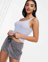 Asos Design Fuller Bust Mix & Match Soft Rib Pyjama Vest With Extra Support In Blue