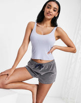 Asos Design Fuller Bust Mix & Match Soft Rib Pyjama Vest With Extra Support In Blue