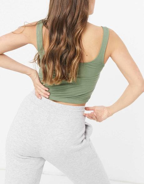 Asos Design Mix & Match Soft Pyjama Button Down Vest In Khaki