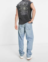 Asos Design Baggy Jeans In Tinted Mid Wash