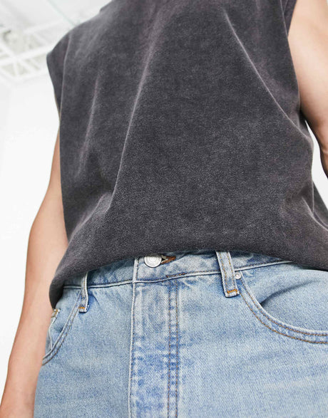 Asos Design Baggy Jeans In Tinted Mid Wash