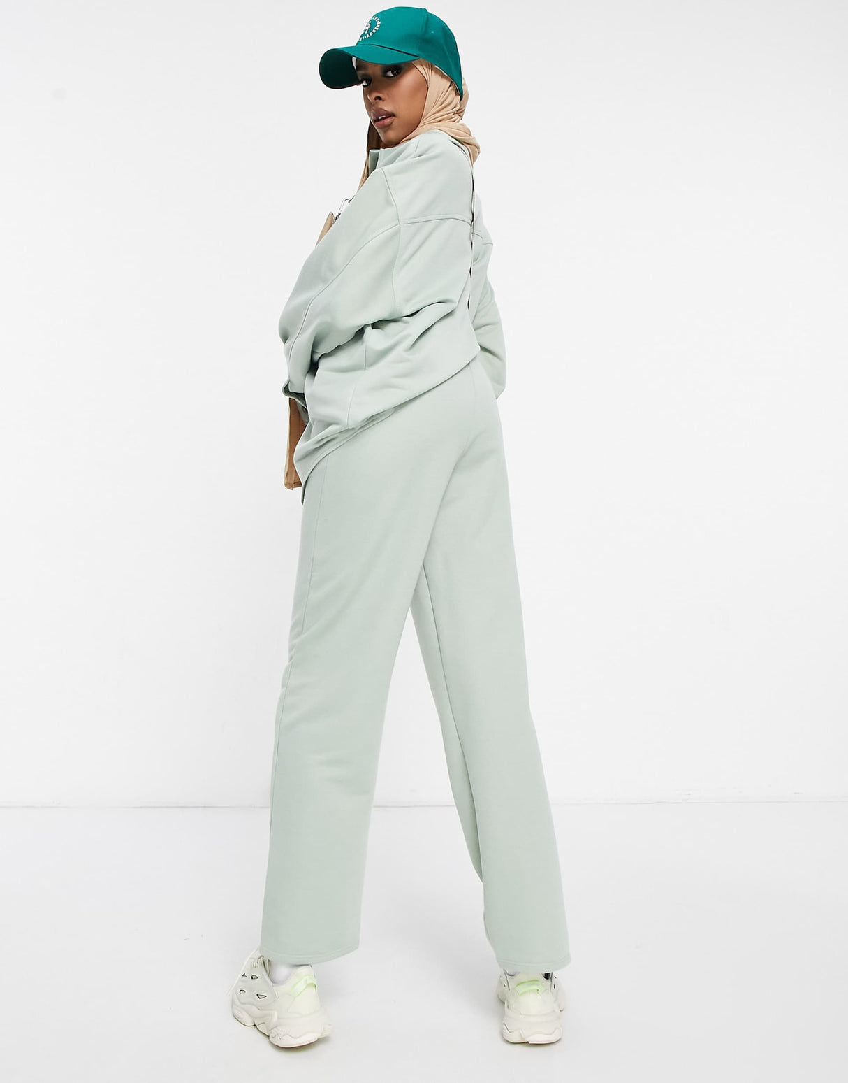 Asos Design Jersey Wfh Sweat Suit Jogger In Jade Green