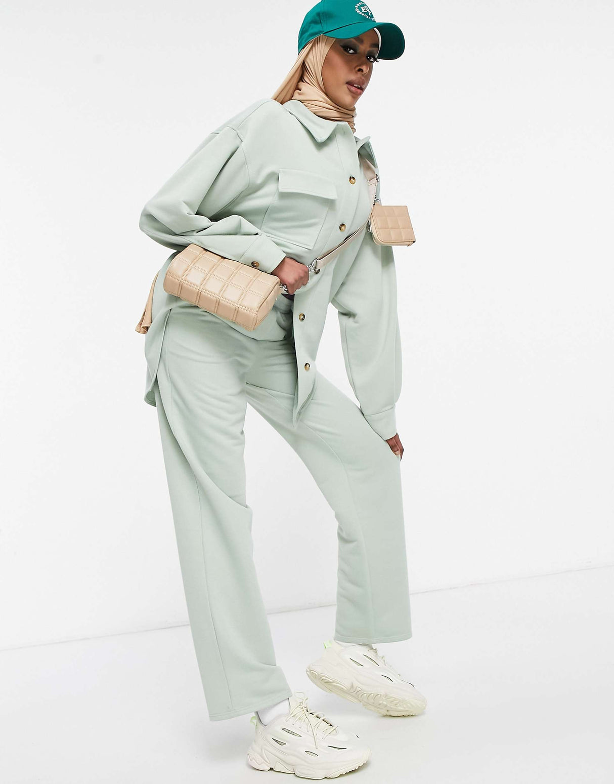 Asos Design Jersey Wfh Sweat Suit Jogger In Jade Green