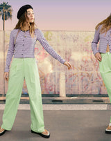 Asos Design 90S Fitted Rib Top With Buttons In Variagted Stripe