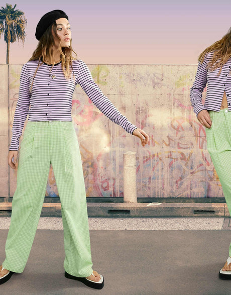 Asos Design 90S Fitted Rib Top With Buttons In Variagted Stripe