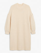 Monki Tina Puff Sleeve Knitted Midi Dress In Beige