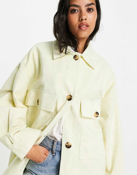 Asos Design Tie Dye Shacket In Yellow