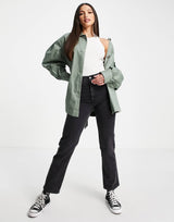 Asos Design Tall Sleeve Detail Jacket In Khaki