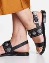 Replay 2 Strap Sandals With Coin Details In Black