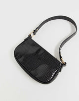 Asos Design Croc Effect 90S Shoulder Bag In Black