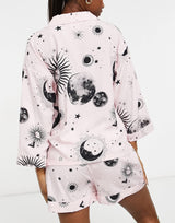 Asos Design Mix & Match Astrology 100% Modal Pyjama Shirt In Pink