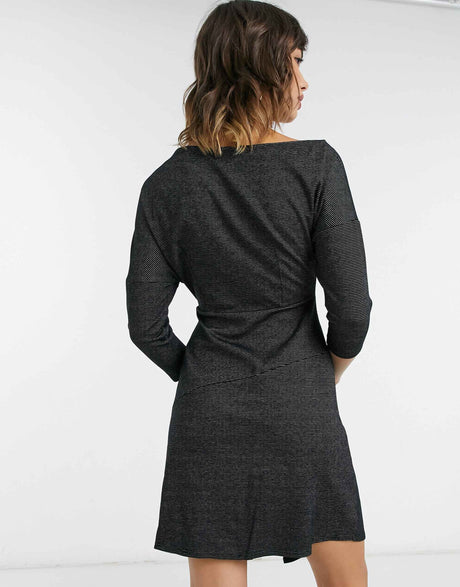 Closet London Off Shoulder Cropped Sleeve Wrap Mini Dress In Black