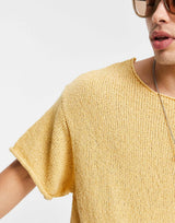 Asos Design Oversized Textured T-Shirt In Off Pale Yellow