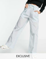 Collusion Crinkle Nylon Joggers In Ice Blue