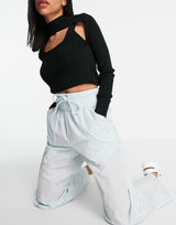 Collusion Crinkle Nylon Joggers In Ice Blue