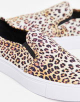 Asos Design Wide Fit Dotty Slip On Plimsolls In Leopard