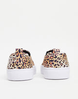 Asos Design Wide Fit Dotty Slip On Plimsolls In Leopard