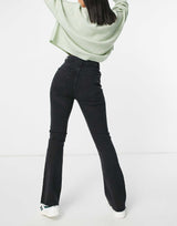 Asos Design High Rise '70'S' Stretch Flare Jeans In Washed Black
