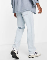 Asos Design Wide Straight Leg Jeans In Pale Blue