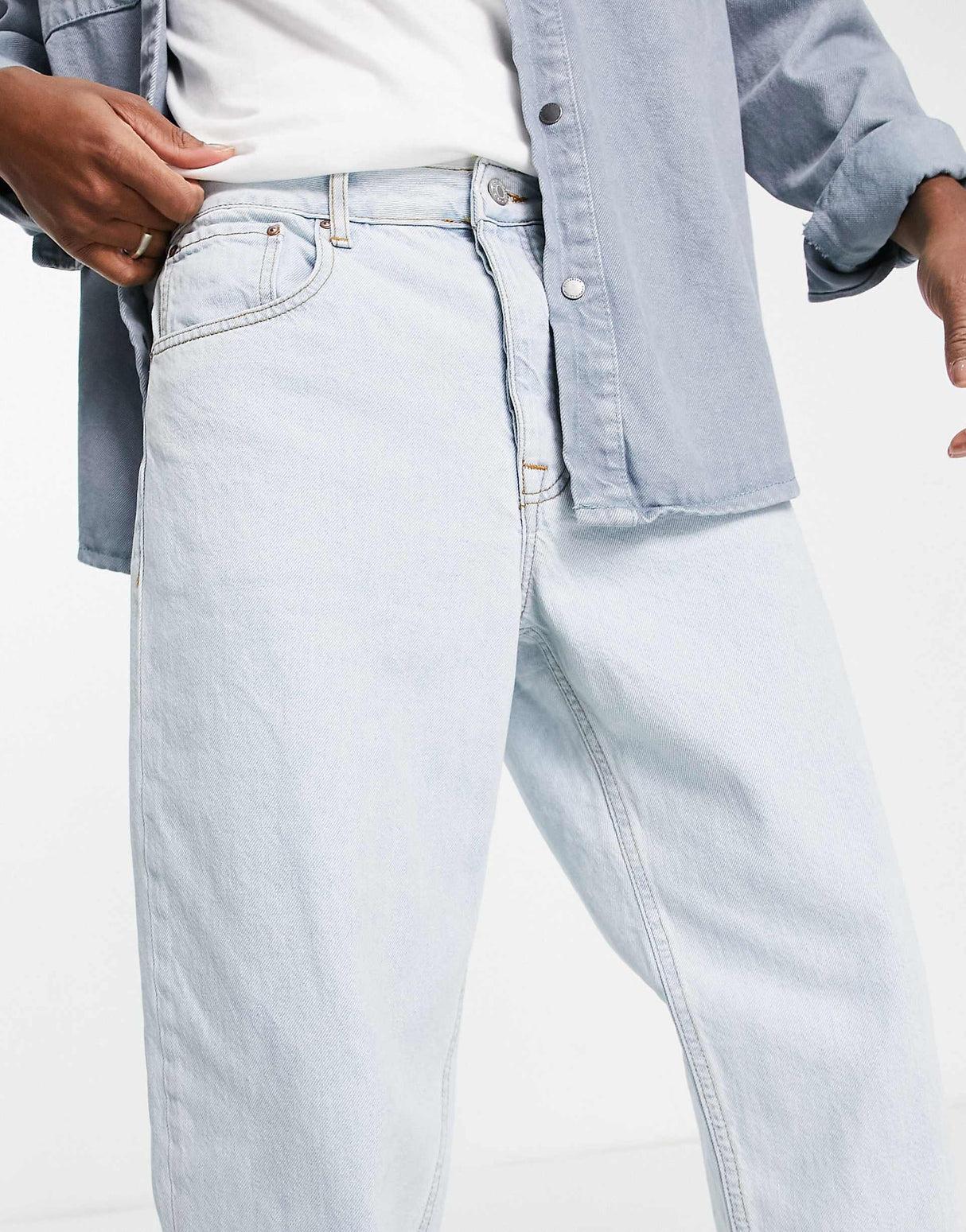 Asos Design Wide Straight Leg Jeans In Pale Blue