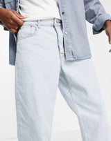 Asos Design Wide Straight Leg Jeans In Pale Blue
