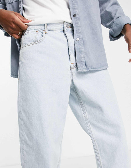 Asos Design Wide Straight Leg Jeans In Pale Blue