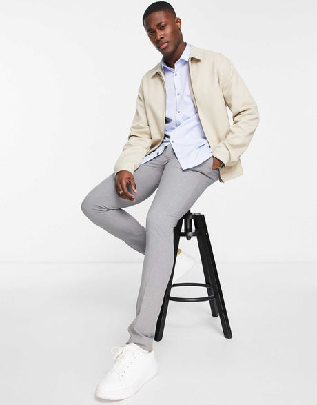 River Island Long Sleeve Smart Poplin Shirt In Blue