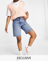 Collusion 90S Baggy Dad Shorts In Blue Cotton