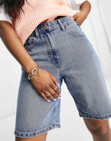 Collusion 90S Baggy Dad Shorts In Blue Cotton