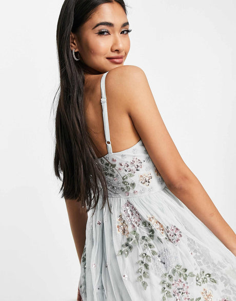 Maya Embellished Maxi Dress In Ice Blue
