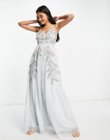 Maya Embellished Maxi Dress In Ice Blue